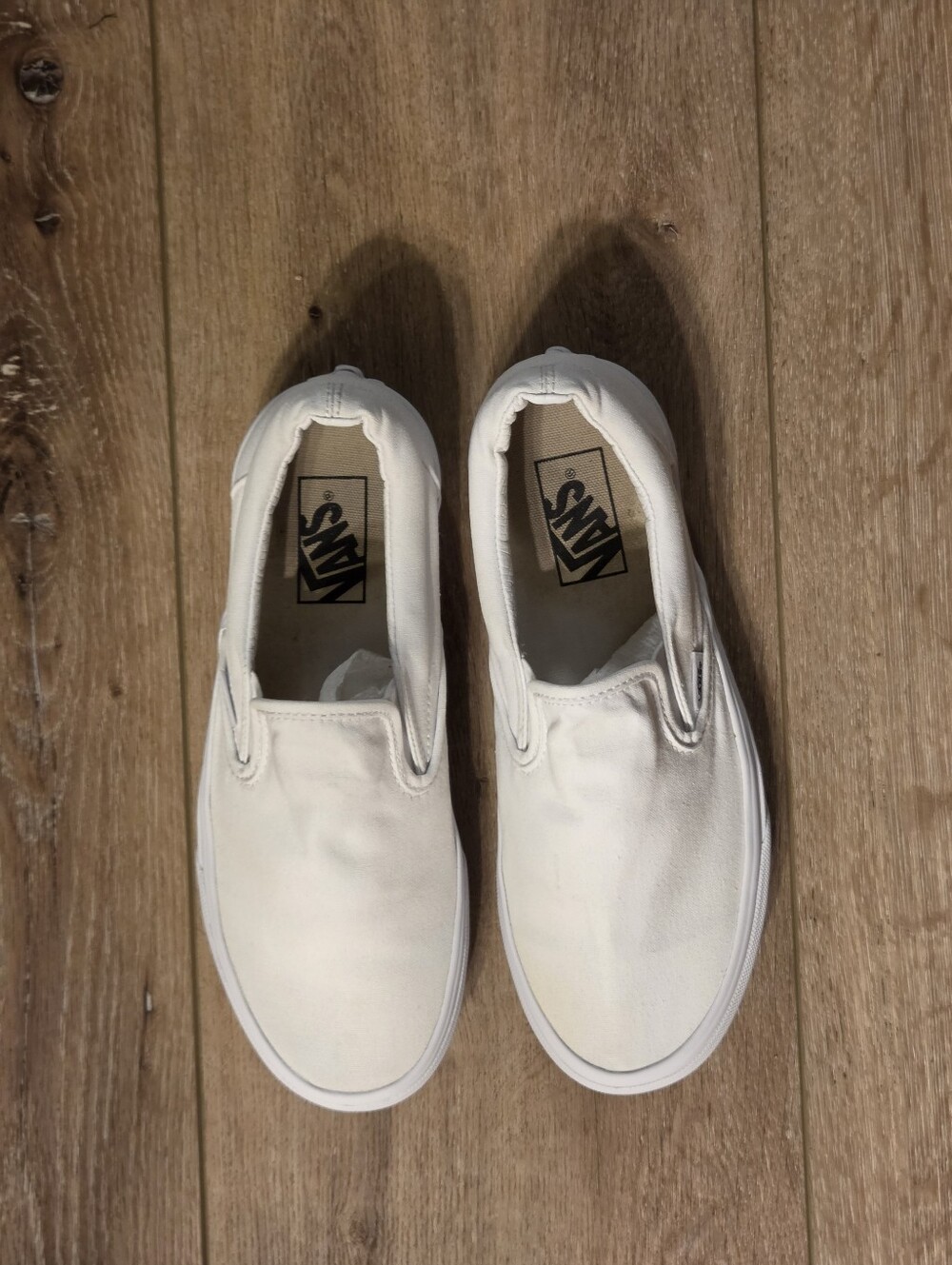 Vans Classic Slip On True White Canvas Sneakers Men 7.5 Women 9 - Picture 2 of 8